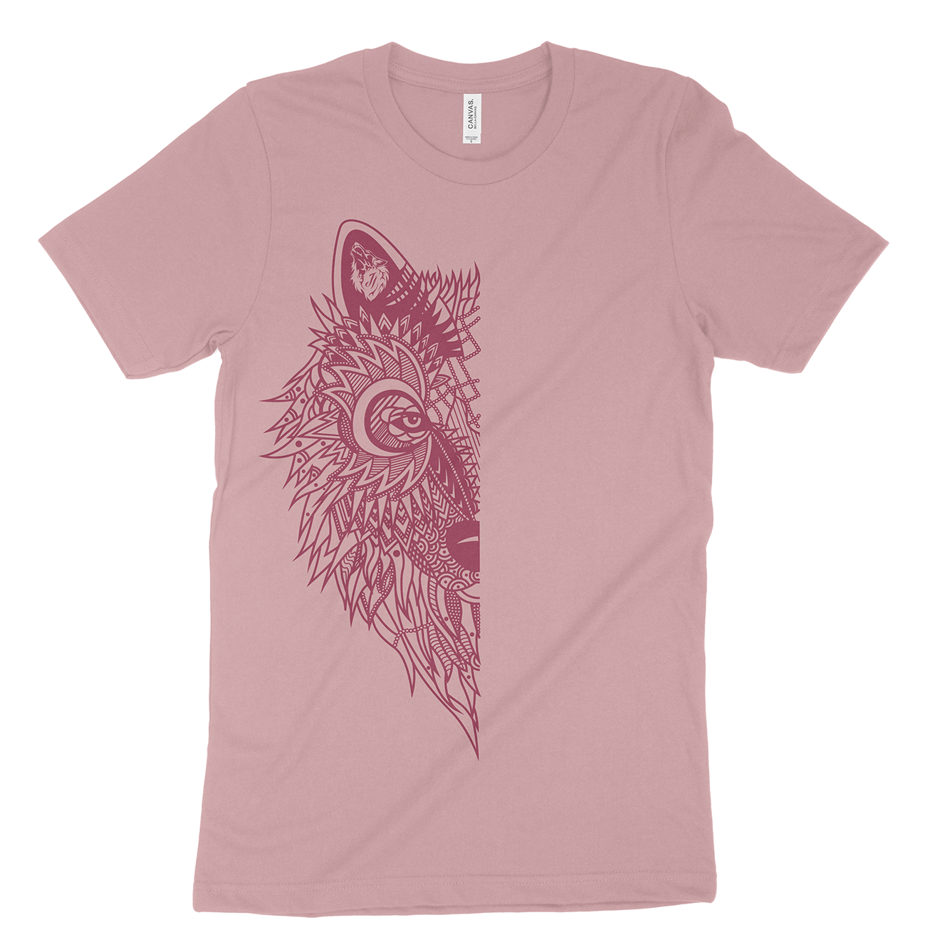 Tribal Wolf Mauve T Shirt