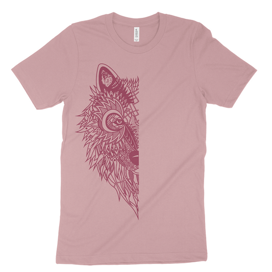 Tribal Wolf Mauve T Shirt